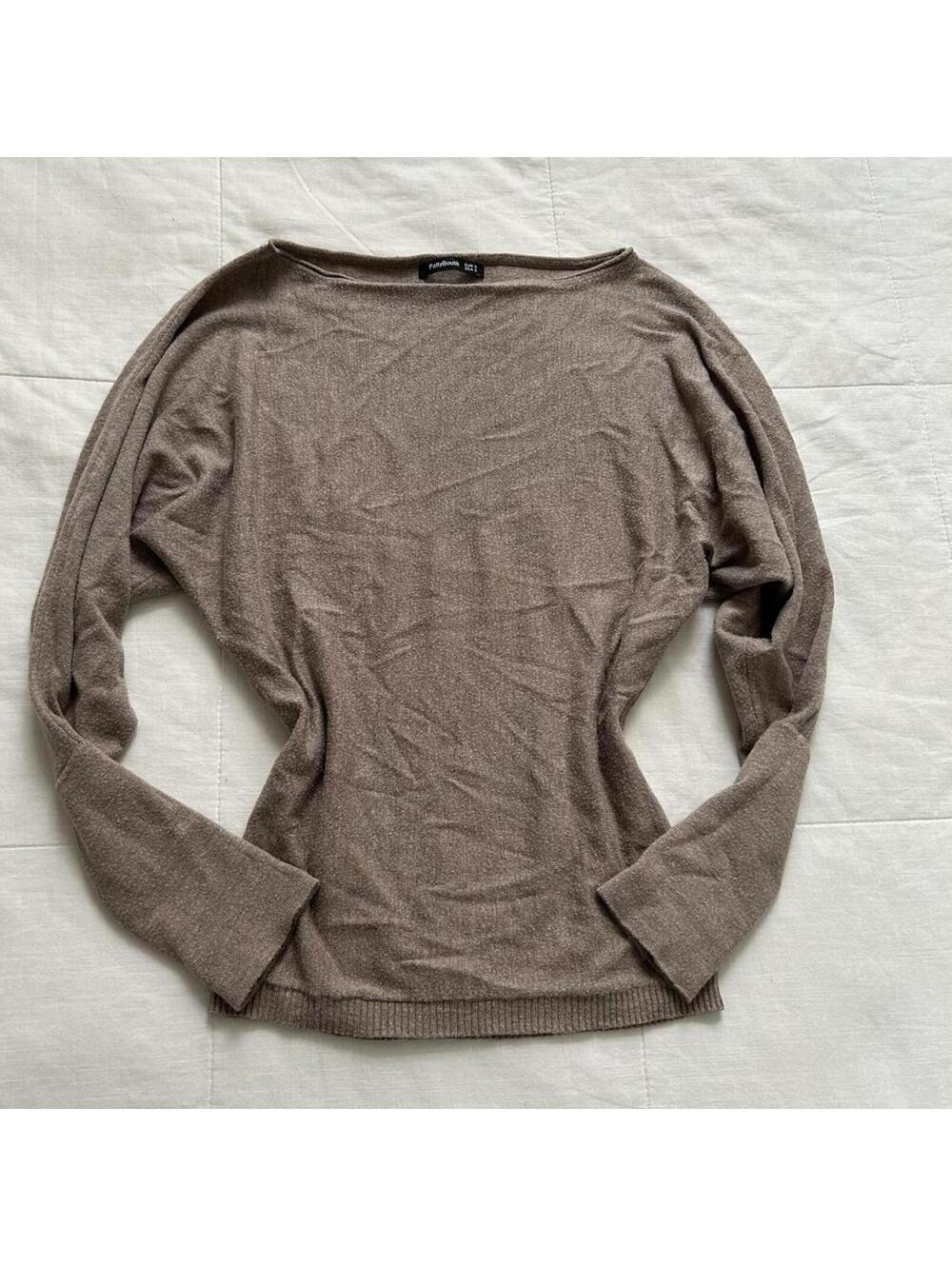 PattyBoutik Brown Dolman Sleeve Fitted Hem Top Size S